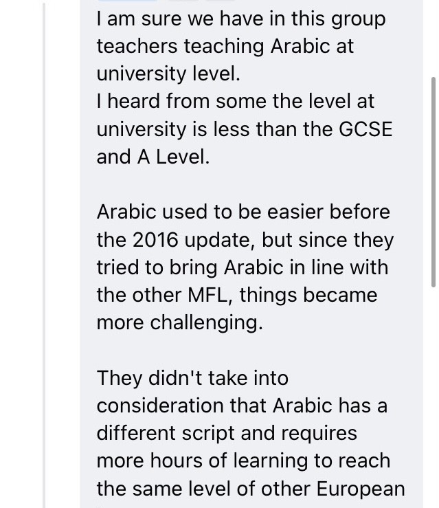 A teacher's comment that MSA at university is easier than GCSE
